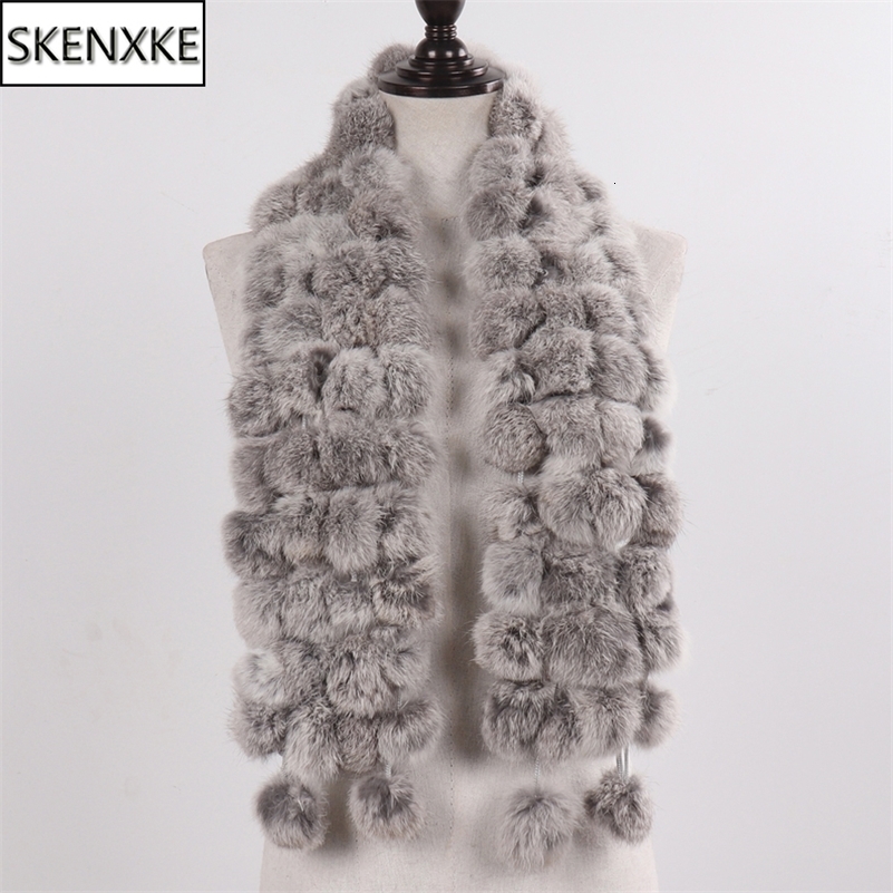 Women Winter Warm Rabbit Fur Scarf Natural Rabbit Fur Muffler Lady 100 Genuine Fur Scarves Wholesale Retail 251024CJ