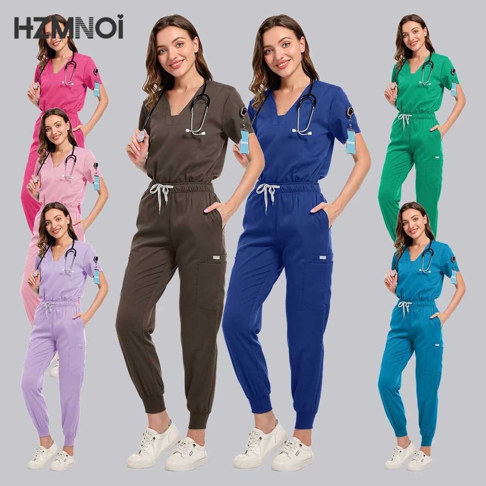 Woman Scrub Set Medical Nurse Surgical Uniforms Beauty Sn Workwear Clinical Scrubs Top + Pants Spa Doctor Nursing Tunic Suit X2504101