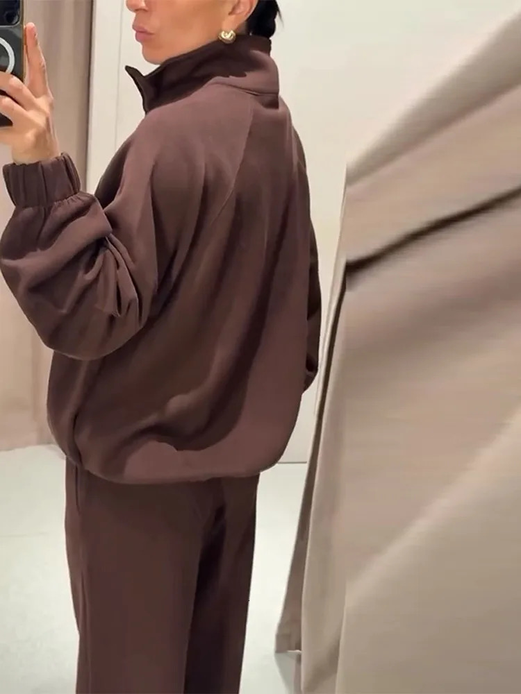 Women Sweatsuit Set Vintag Zipper Bomber Jackets High Waist Loose Pants Suit Female Autumn Fashion Lady Sportswear 2025 251105