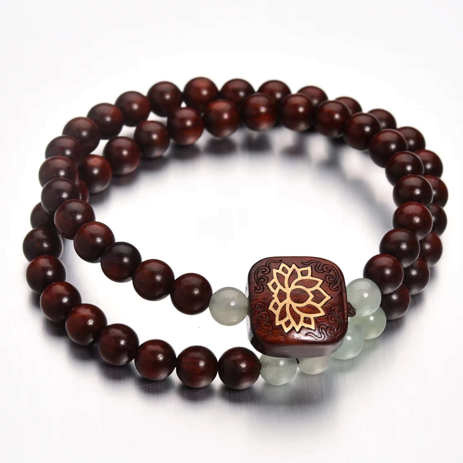 Buddhist prayer multi circle bead wristband 6mm natural rosewood green Venus multi-layer bracelet