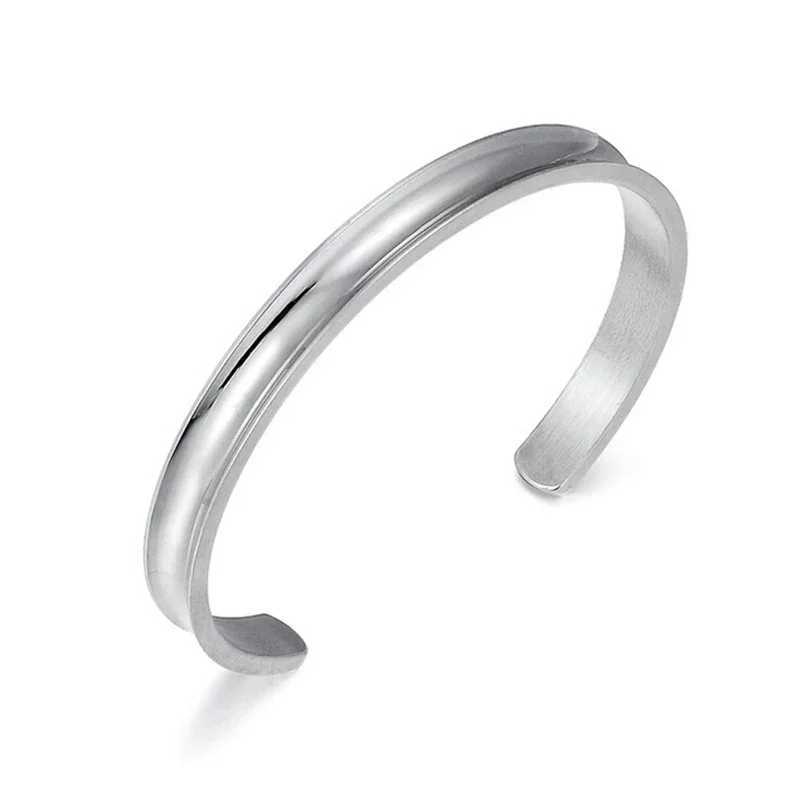 Stainless Steel Hair Band Bracelet C-Shaped Open Concave Arc Groove Rubber Band Gold Silver Color Titanium Steel Cuff BangleC250410