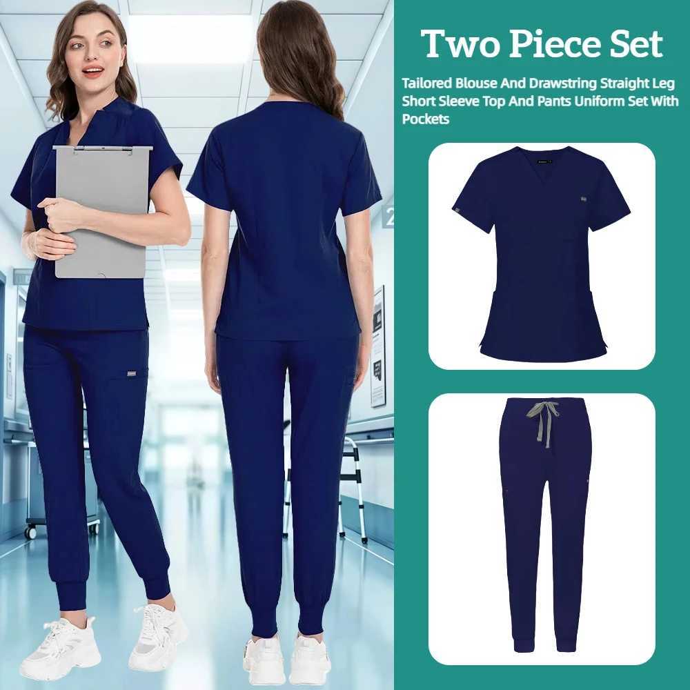 Multi color washer uniform short slip top+pants care uniform female pet store doctor scrub medical surgery work suit scrub set X250410