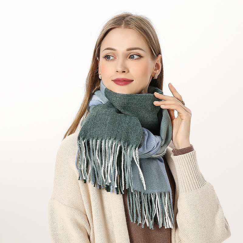 K361 New thick scarf Korean sweet warm imitation cashmere scarf plaid shawl neck scarf female factory wholesale