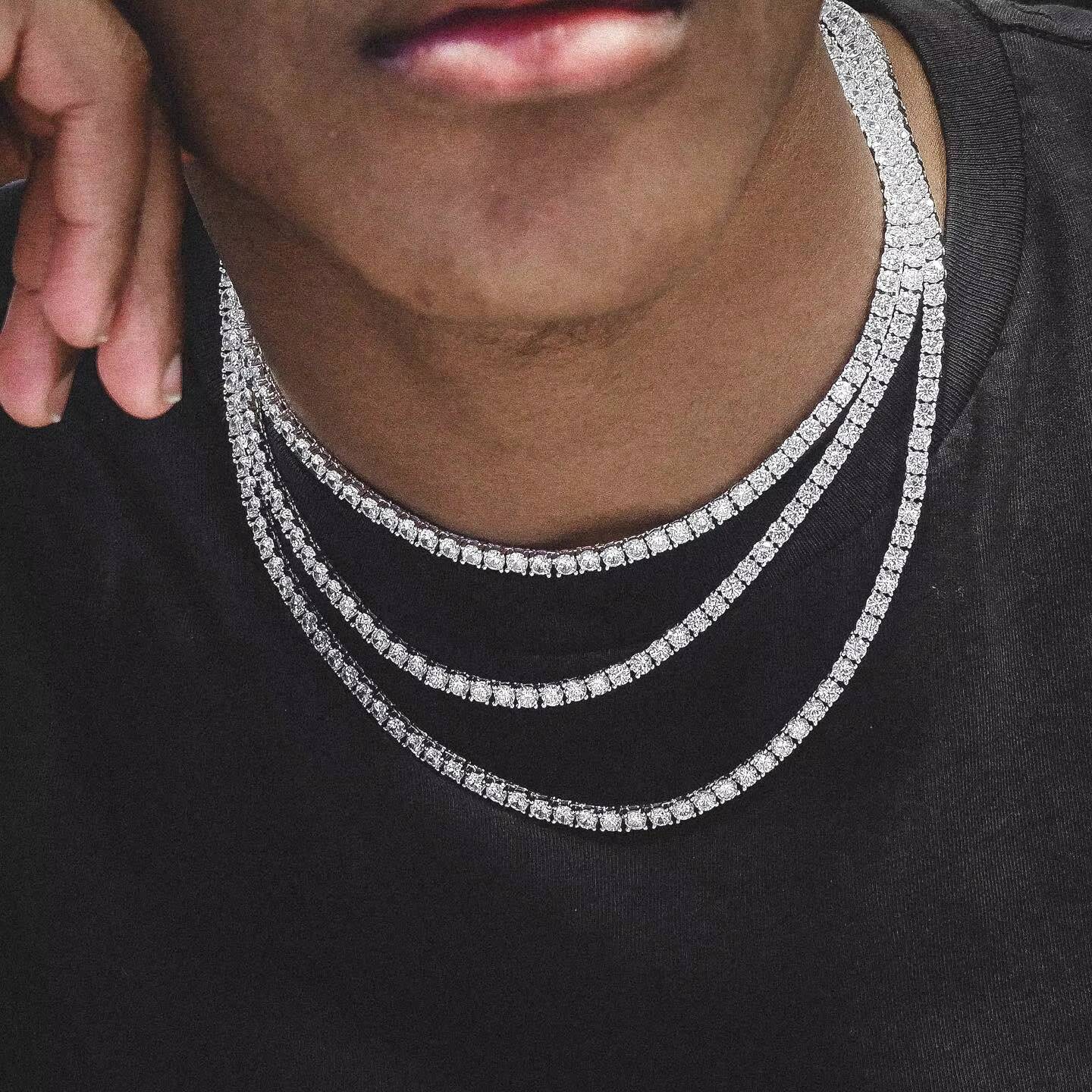 Custom IGI Certified Vvs Diamond Tennis Chain Necklace Luxury Lab Grown Diamond Jewelry White Gold Necklace Men Women