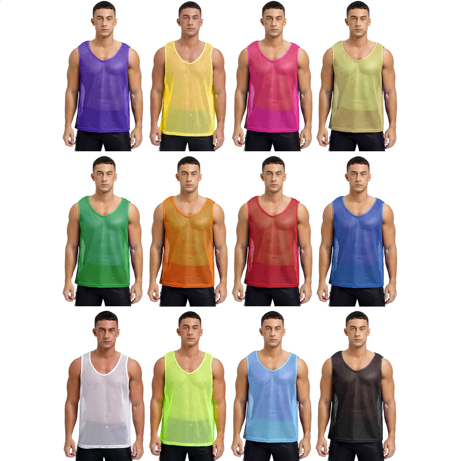 Men Sleeveless Hollow Out Mesh Training Vest for Basketball Football Volleyball Casual T Shirt Gym Wear Muscle Tops Tank Tops 250411