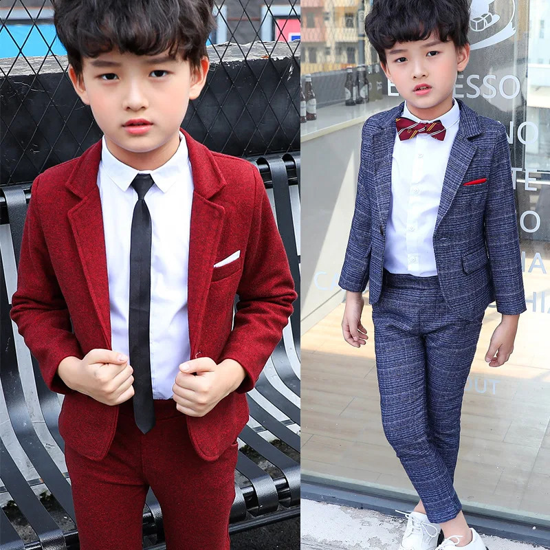 Kids Purple BlazerPants 2PCS Set Boys Pography Suit Childrens Formal Tuxedo Dress Baby Boys Party Ceremony Piano Costume 250410