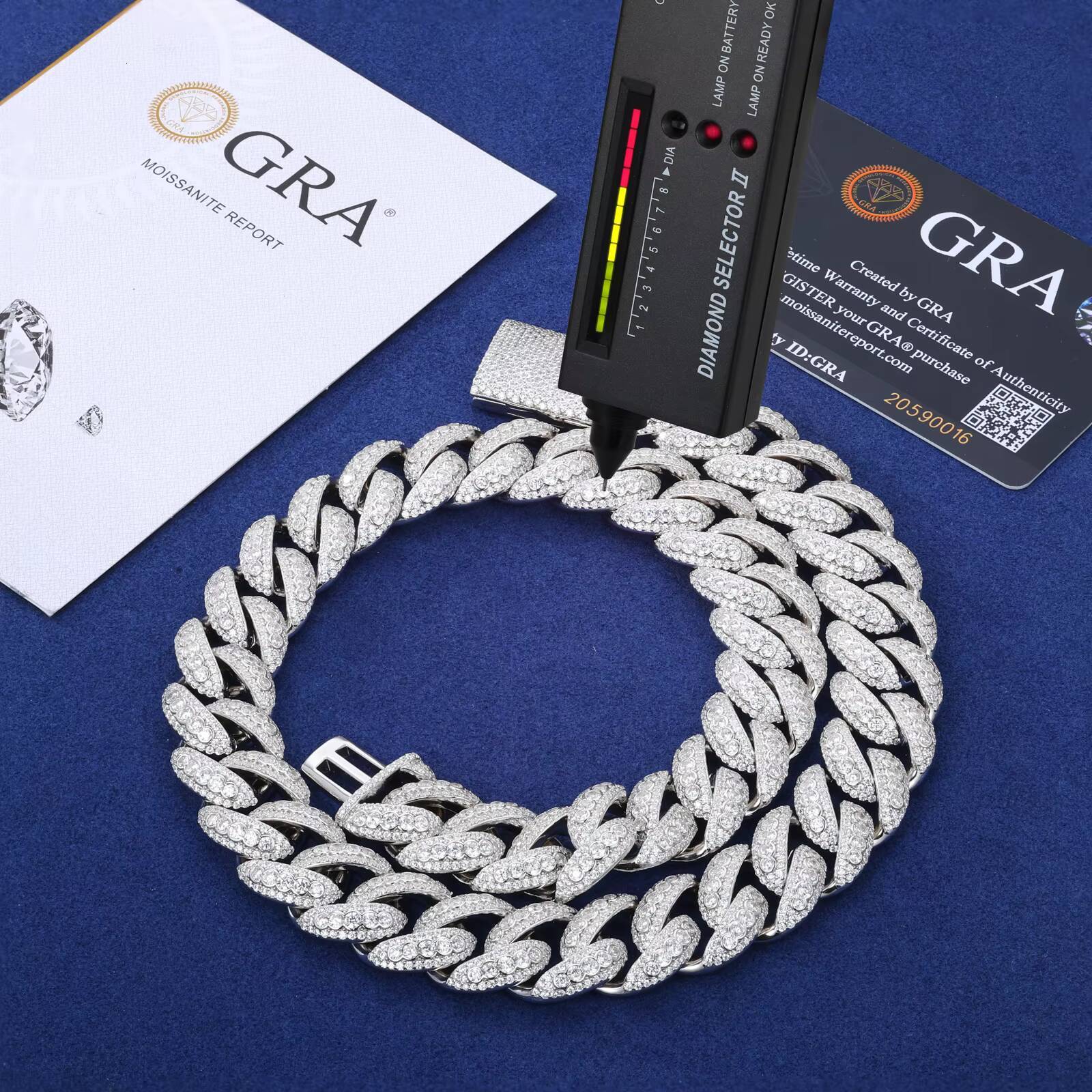 New Style Personalized 18mm 925 Sterling Silver Pointer Bezel Setting Vvs Moissanite Diamond Hip Hop Men Cuban Chain