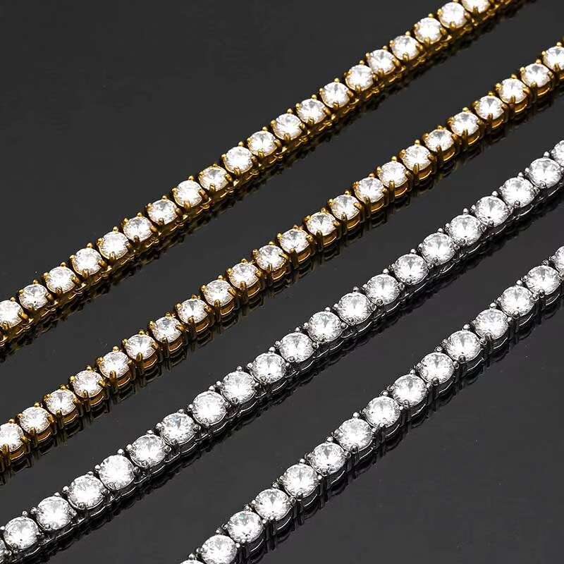 3MM 4MM 5MM Moissanite Tennis Necklace Moissanite Manufacturer Jewelry Gift Hip Hop Fashion Cuban Chain Necklace