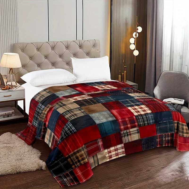 Soft Warm Cozy Vintage Plaid Flannel Throw Blanket - Ideal for Couch Bed Office and Travel - Perfect Christmas C251111