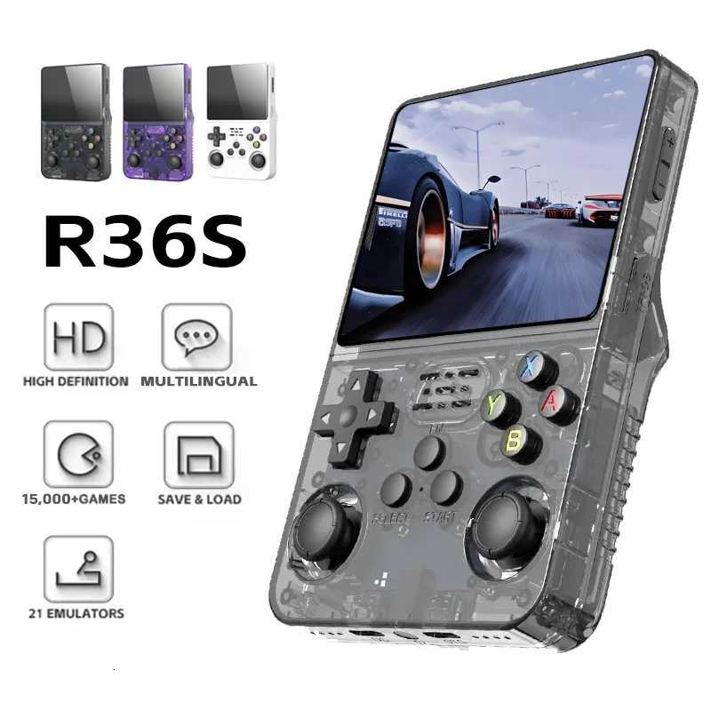 Aroks R36S Retro Video Game Console 35-inch I Screen Linux System R36 Ultra Portable Pocket Mobile Game Console 64GB GamingM251111
