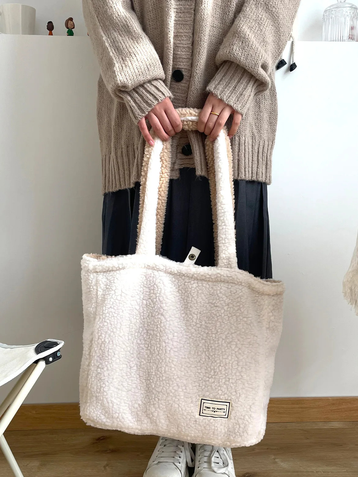 Soft Plush Womens Double Side Shoulder Bag Female Furry Large Shopping Faux Lamb Wool Student Girls Book Tote Handbags 251110