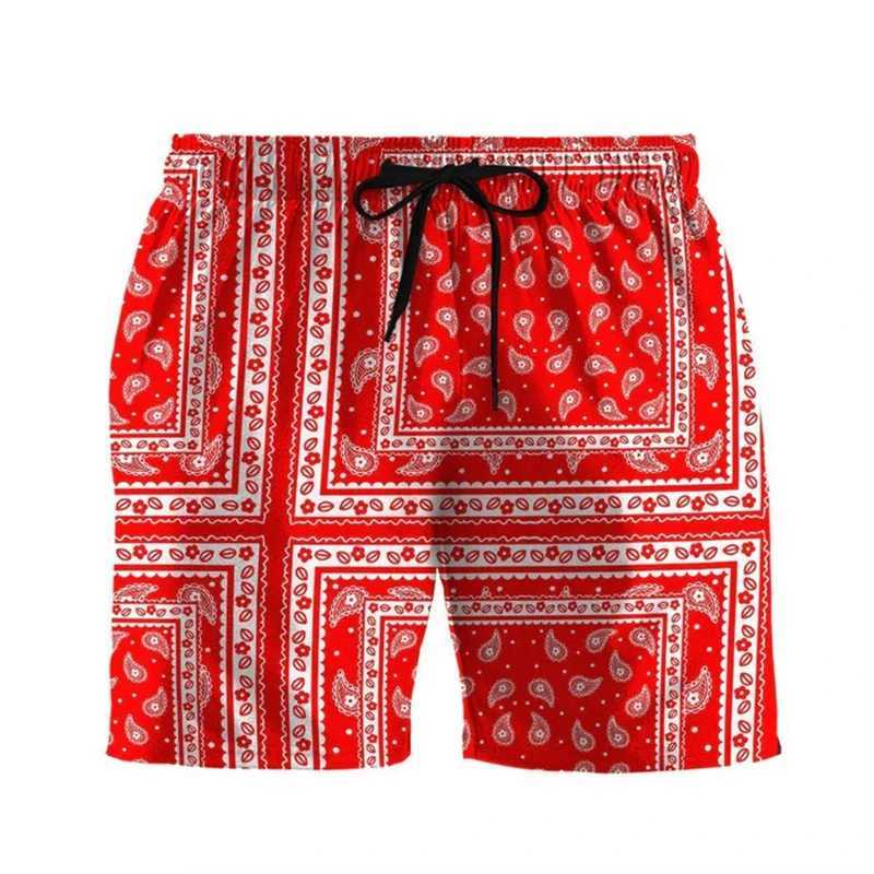 Paisley Fashion Beach Swimming Shorts Mens 3D Printed Quick Drying Drawstring Board Shorts Simple Square Smooth Surfing SwimmersW250410