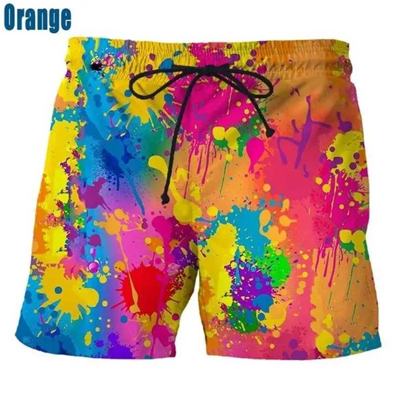 Color Ink Mens Swimming Shorts 3D Printed Splashing Ink Water Drop Color Ice ShortsW250410