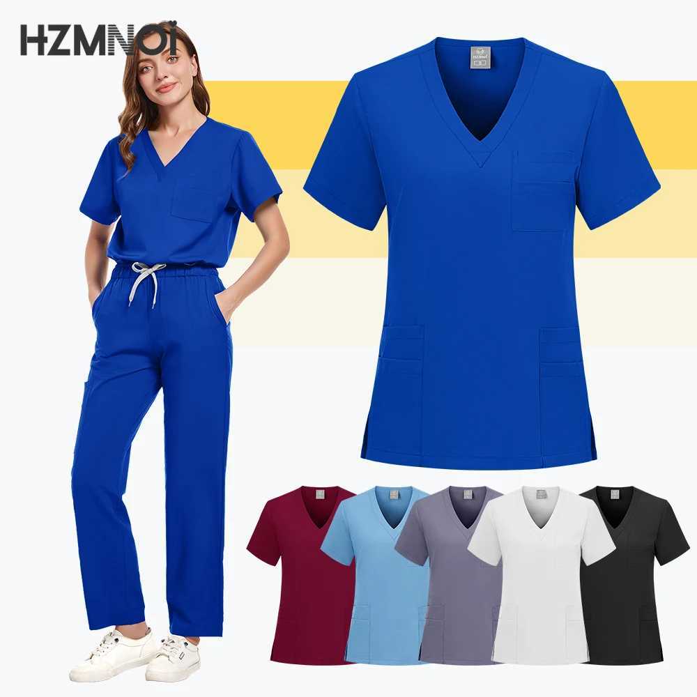 High Quty Nursing Scrubs Uniforms Sets Hot Sale Hospital Uniform Tops and Pants Set Medical Women Nurse Accessories X250410