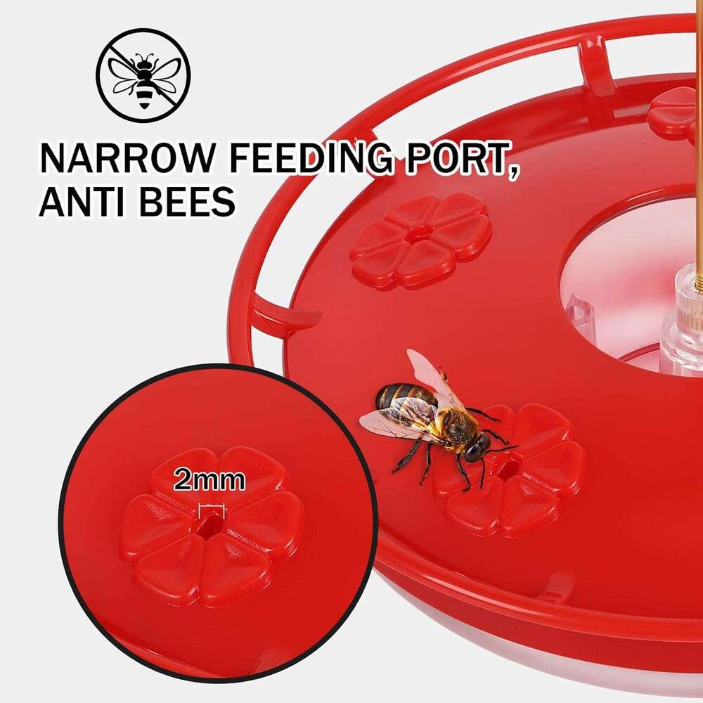 eWonLife Hummingbird for Outdoors, 2 Pack, Leak-Proof, Easy to Clean and Refill, Saucer Humming Bird Feeder Plastic, Including Hanging Hook, with 5 Fe