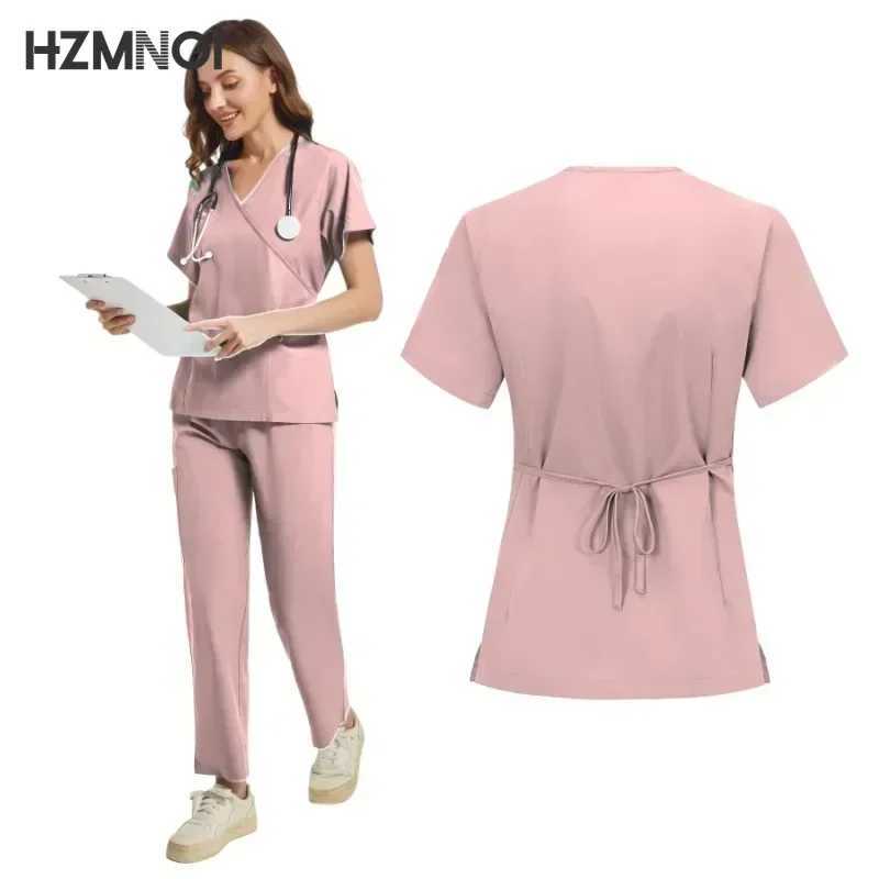Women Scrub Sets Slim Fit Medical Scrubs Uniform Nursing Accessories Hospital Surgery Gowns Dental Clinic Beauty Sn Work Wear X250410