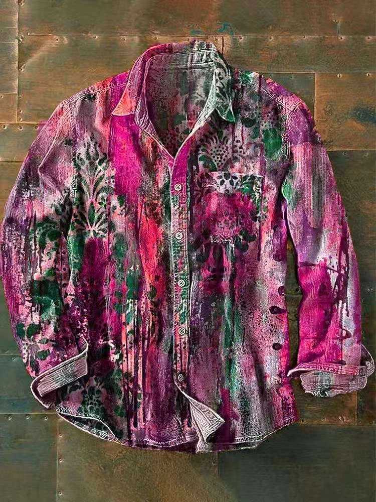 Mens Long Sleeve Shirt Brand New Fashion Casual 100 Linen Versatile Fashionable Printed Pocket Summer K251110