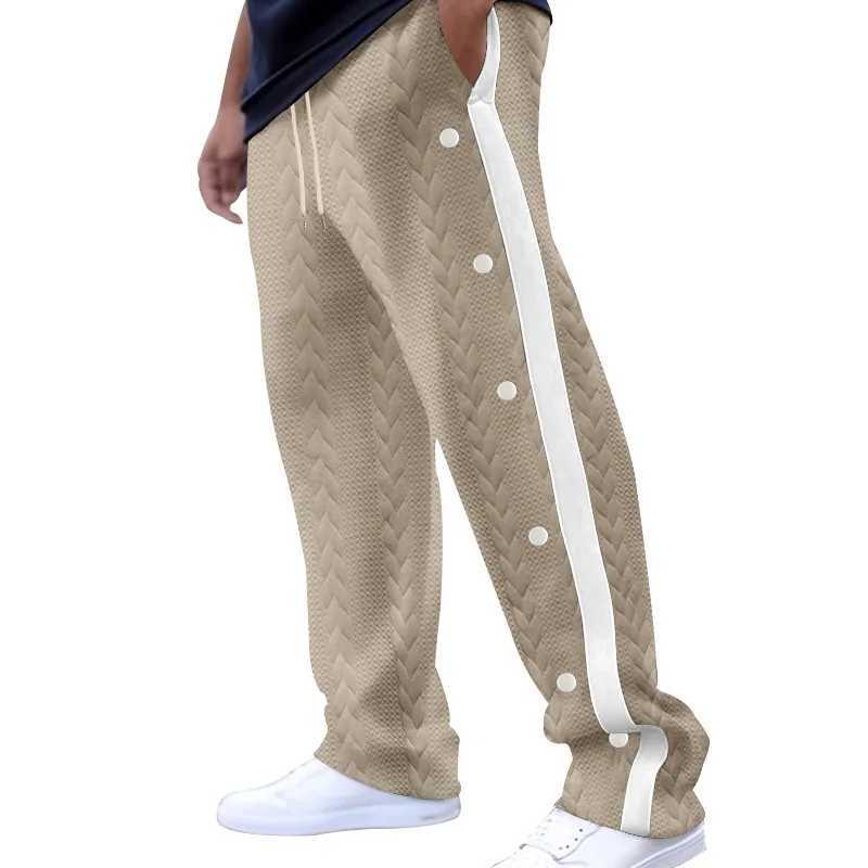 2024 Spring/Summer New Mens Trouser Texture Jacquard Single Chest Side Striped Loose Large Casual Pants Sports PantsXJ250410
