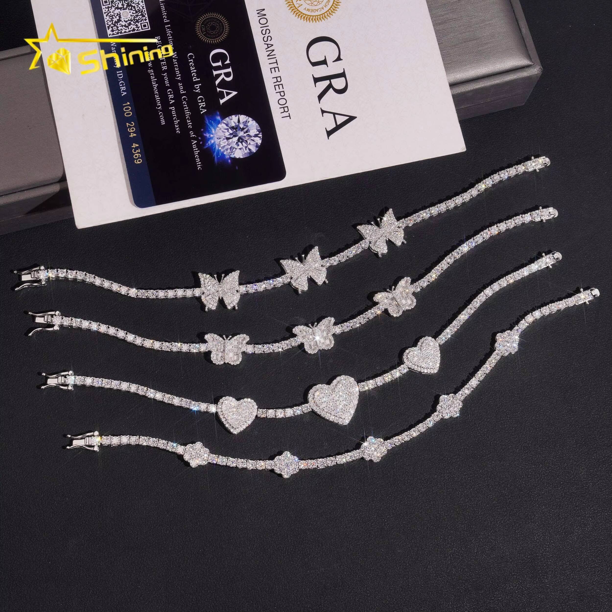 Iced Out 925 Sterling Silver Bracelet Collection Hip Hop Jewelry GRA Certificated D VVS Moissanite Men Bracelet