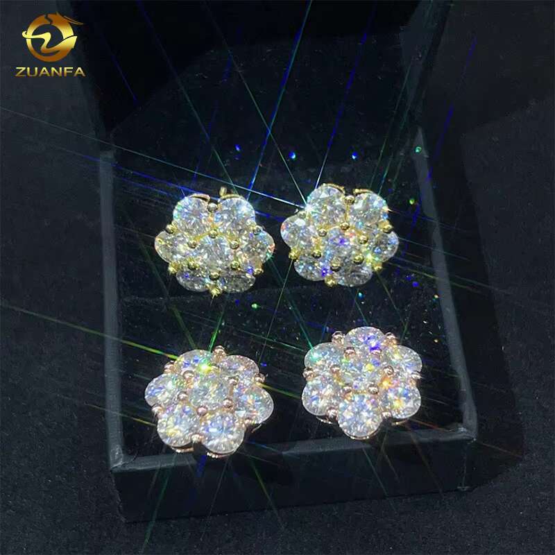 Hot Sale Dropshipping Fashion Jewelry Earrings 18K Gold Plated 925 Silver VVS-Fl GRA Iced Out Screw Back Moissanite Stud Earring