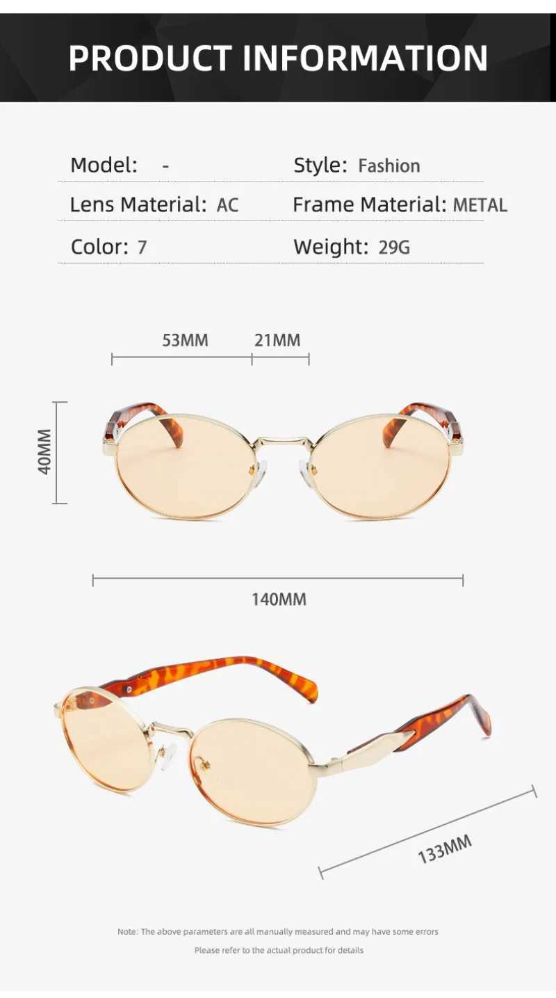 Cross Border New Oval Hot Style Lens Small Round Metal Fashion Sunglasses for Men and Women