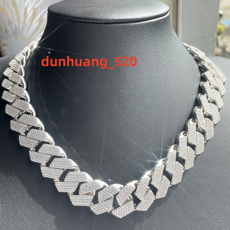 Hip Hop 20mm 4rows Cuban Chain Jewelry Heavier Solid Silver Necklace Ice Out Moissanite Cuban Link Chain Necklaces