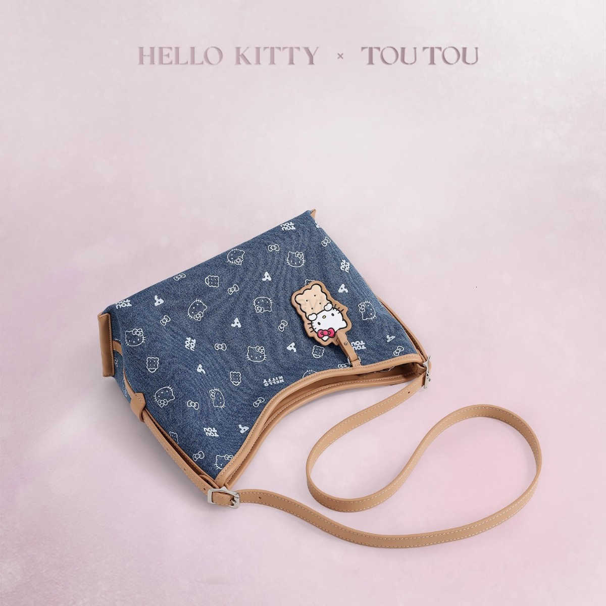 Sanrio TOUTOU Hello Kitty Collaboration Hello Kitty Hello Kitty Denim Tote Bag Large Capacity Underarm Bag H251111