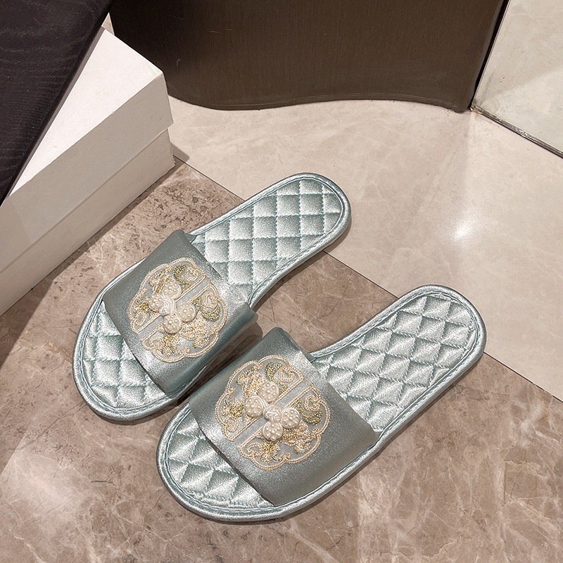 New free delivery summer fashion new Chinese flat bottomed home cool mop light black red designer women sizes 35-40