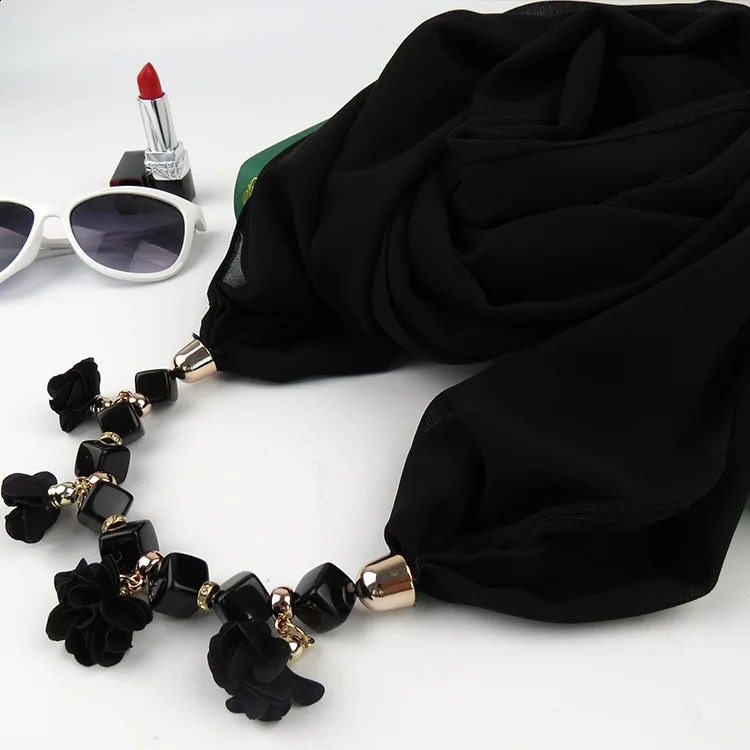 Womens printed chiffon rings scarves headscarves multi style jewelry necklaces flower pendants scarves womens clothing accessories wholesale 250409