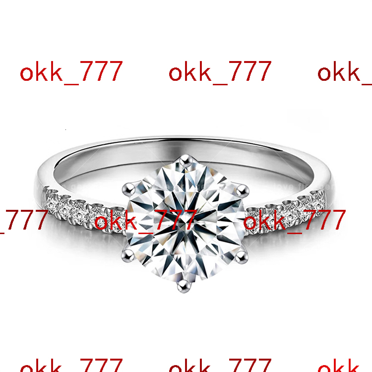Moissanite Ring 925 Sterling Silver Fine Jewelry Rings Round Shape 18K White Gold Plated Wedding Ring for Women