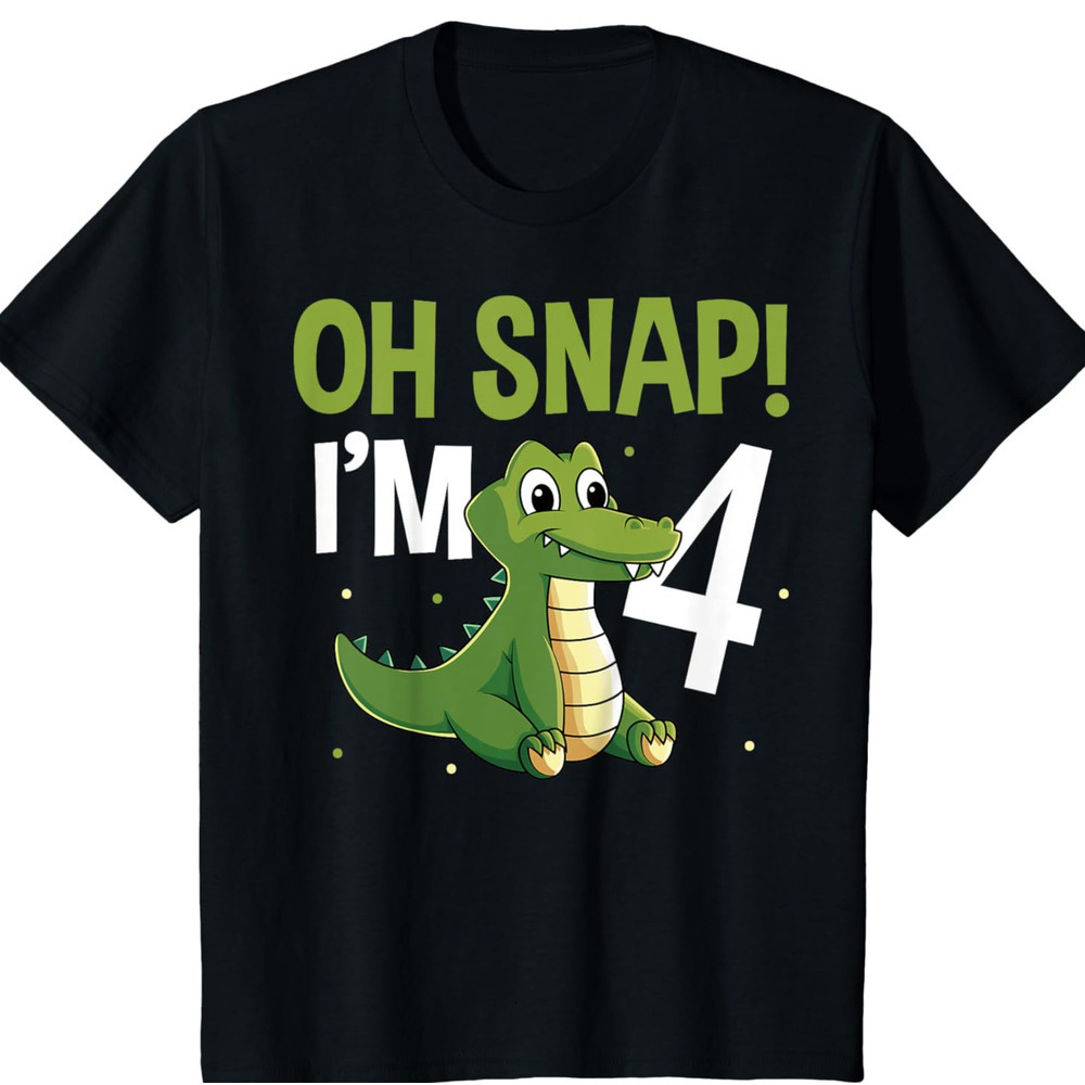 T shirt for Mens Old Alligator Toddler Crocodile 4th Birthday Graphic Tee Casual Tops Clothes Short sleeve