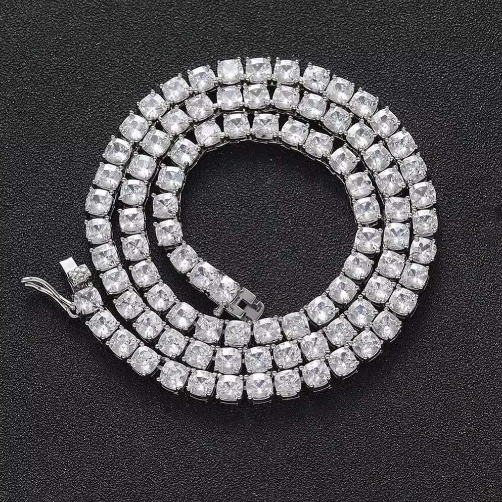 Custom 4mm Iced Out VVS Moissanite Tennis Chain 925 Sterling Silver Hiphop Moissanite Tennis Chain