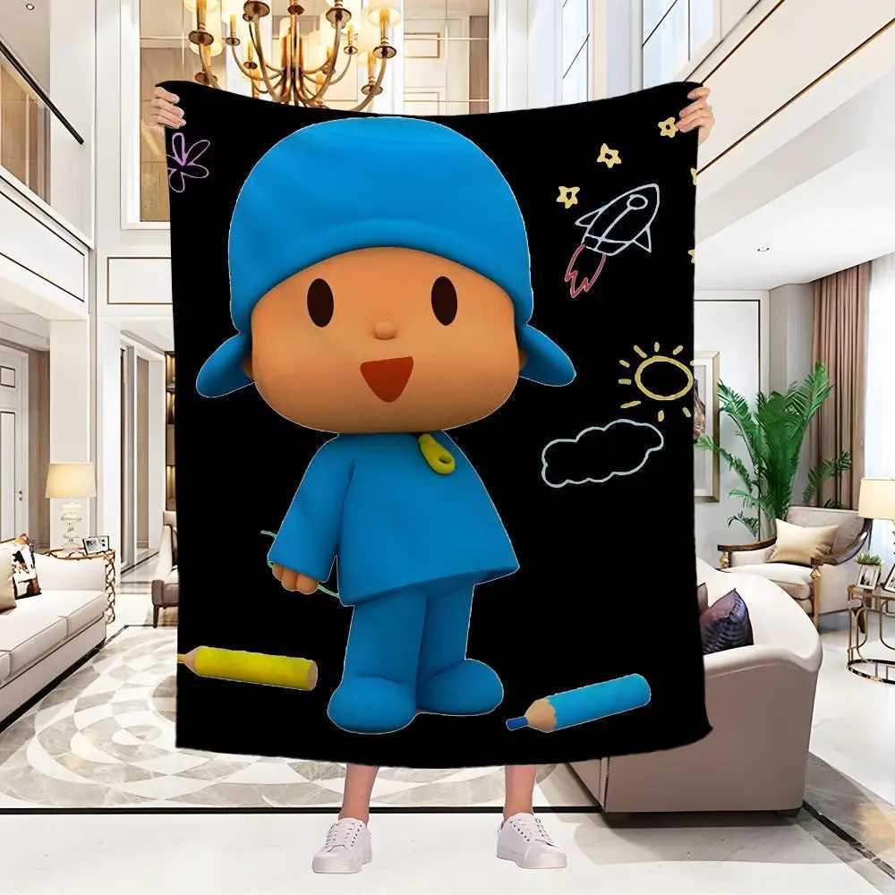 Plush Dolls P-POCOYO Throw Blanket Aesthetic Art Flannel Blanket Portable Home Travel Camping Sofa Picnic Thickening Flannel B C251111