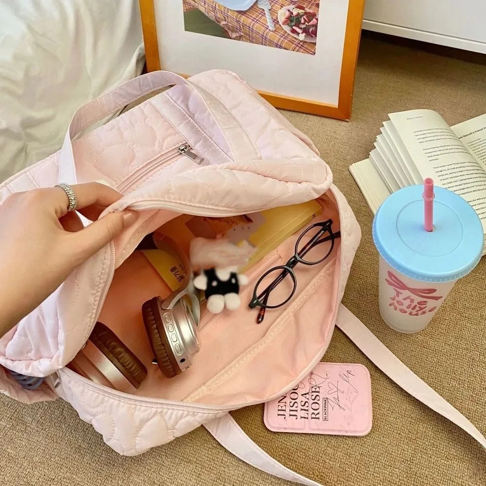 Casual Underarm Bag Travel Luggage Bag Korean Style Solid Color Mommy Bag Tote Bag Heart Travel Storage Bag Women 251110