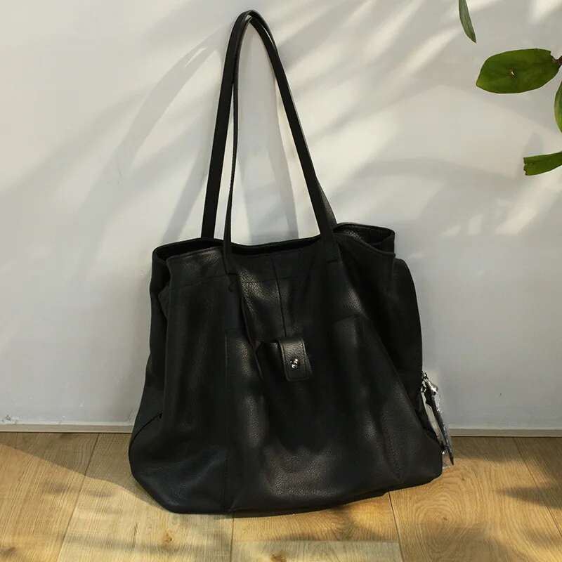 Designer Bag New Genuine Women's Vintage First Layer Soft Leather Large Capacity Multi-Compartment Shoulder Bag
