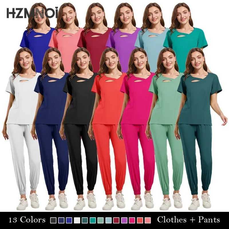 HZMNOI Surgical Uniforms Woman Scrub Set Medical Nurse Beauty Sn Workwear Clinical Scrubs Top Pants Spa Doctor Nursing Suit X250410