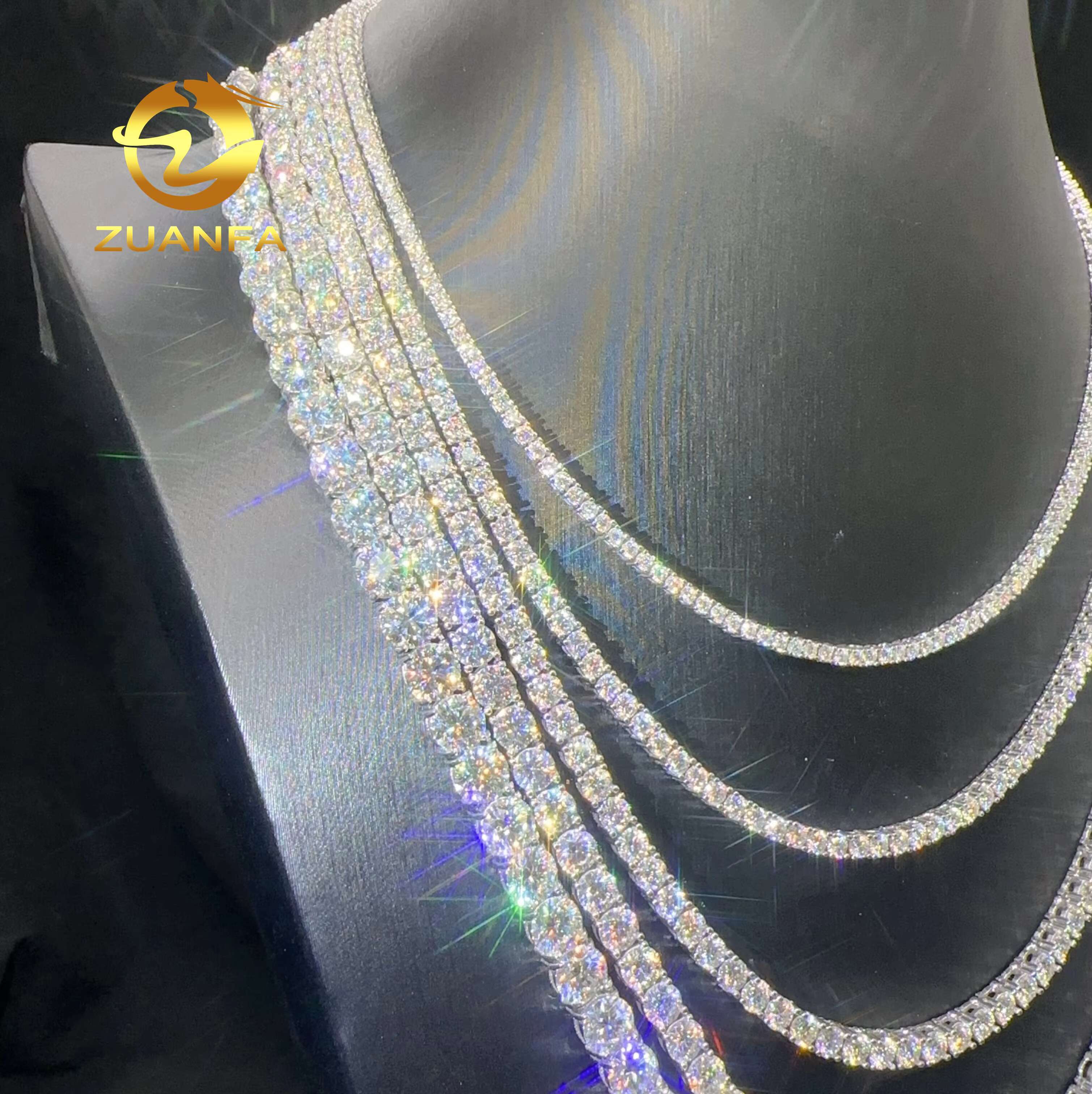 GRA Certified 3mm 925 Sterling Silver Vvs Tennis Chain D Color VVS Moissanite Diamond Tennis Chain Necklace for Men women