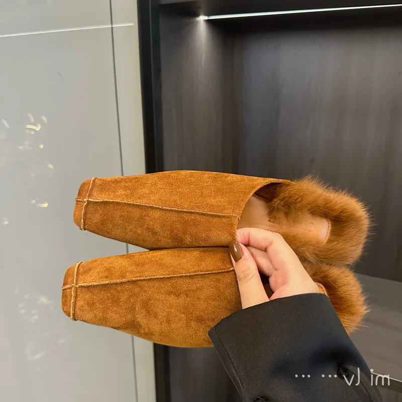 Style Flat Mules Shoes Women Square Toe Slipper Suede Sandal Women Summer Casual Comfort Slides Slingback Flip Flops 251110