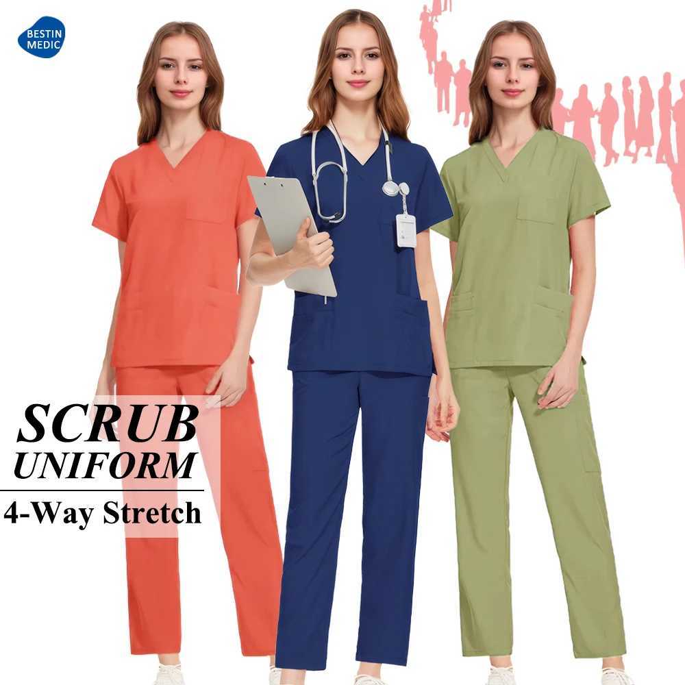 Matte set Doctor Nurse Uniform Hospital Beauty Sn Surgeon Clinic Medical Nursing Clothing Dental Pediatric Work Clothes S23-01 X250410