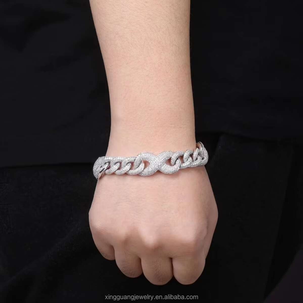 Infinite Chain S925 Silver Gold Plate Chain Iced Out Diamond VVS D Color Moissanite Cuban Link Chain Fine Jewelry Necklaces