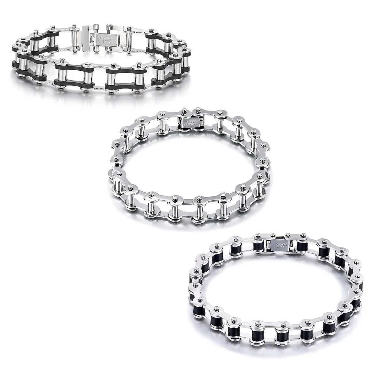 Stainless Steel Biker Chain Bracelet Mens Bracelet Link Chain Motorcycle Bicycle Style Bracelets Fashion Punk Bangles Jewelry L251111