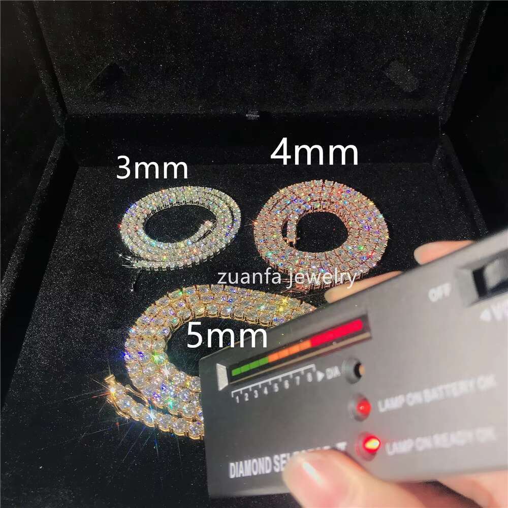 Top Selling 925 Sterling Silver 3mm 4mm 5mm VVS Lab Diamonds Tennis Necklace Moissanite Tennis Chain