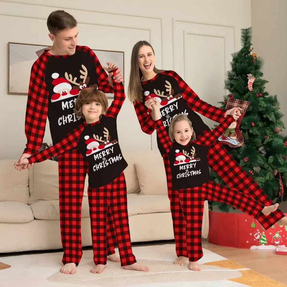 Christmas Pajamas Family Look Outfits Santa Claus Print Underwear Women Matching Clothes Set Casual Loose Sleep Men Clothing 251106