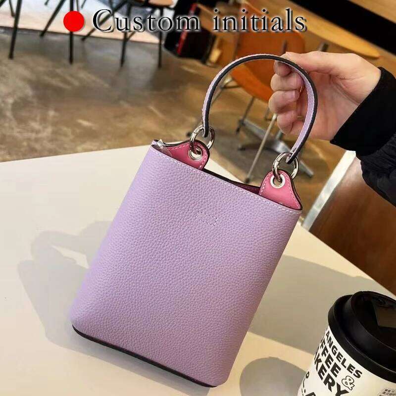 Custom Initials Genuine Leather Box Bags For Women Luxury Designer Handbags Purses 2025 New In Top Handle Mobile Phone Shoulder