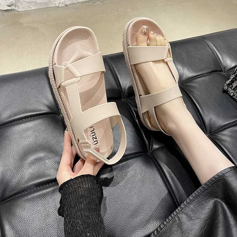 New womens sandals solid color strapless magic sole slider beach and seaside summer cooling sandalsXJ250410