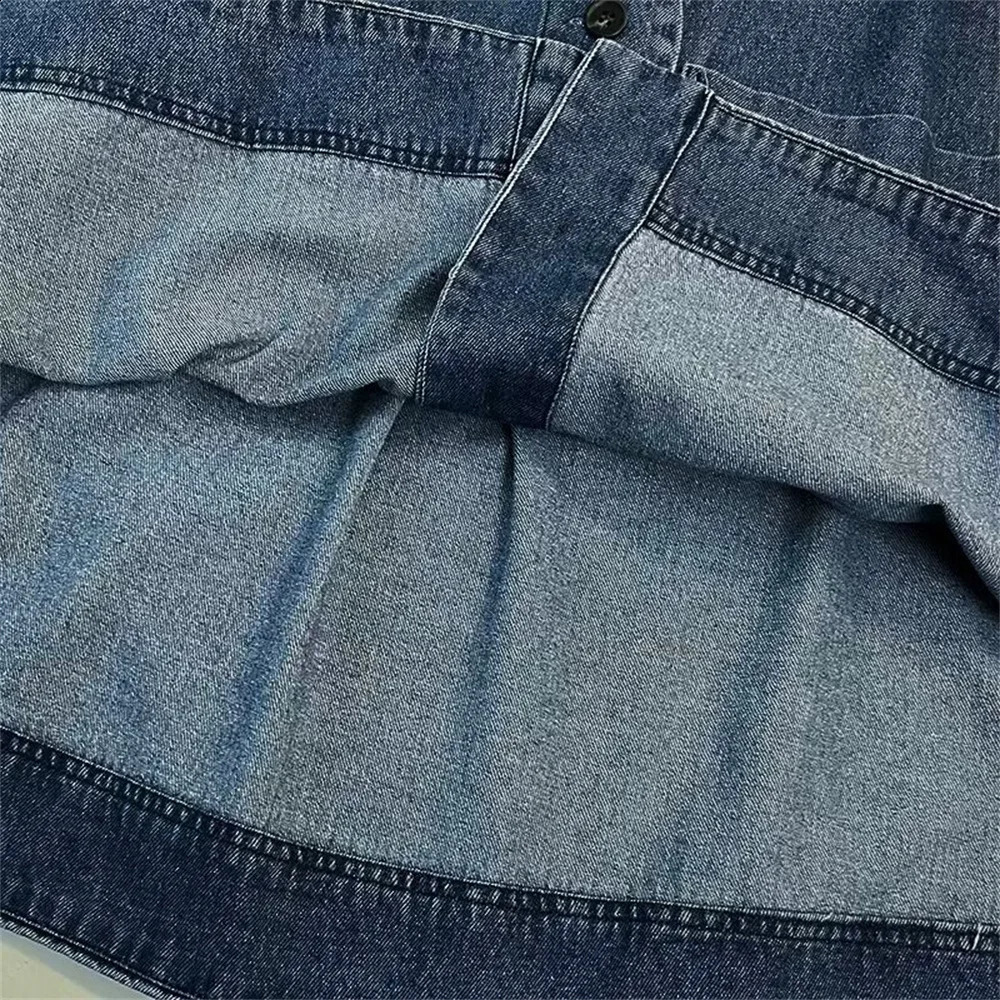 UNIZERA 2024 Autumn Product Casual Womens Fashion Edition Vneck Shoulder Sleeve Denim Top 250411e