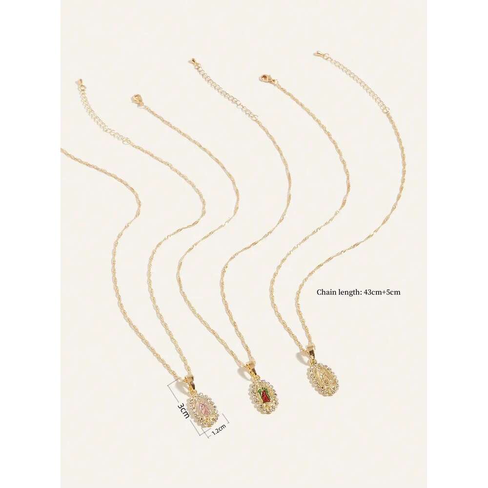 1pc Fashion Simple Ladies Virgin Mary Mother Pendant Necklace