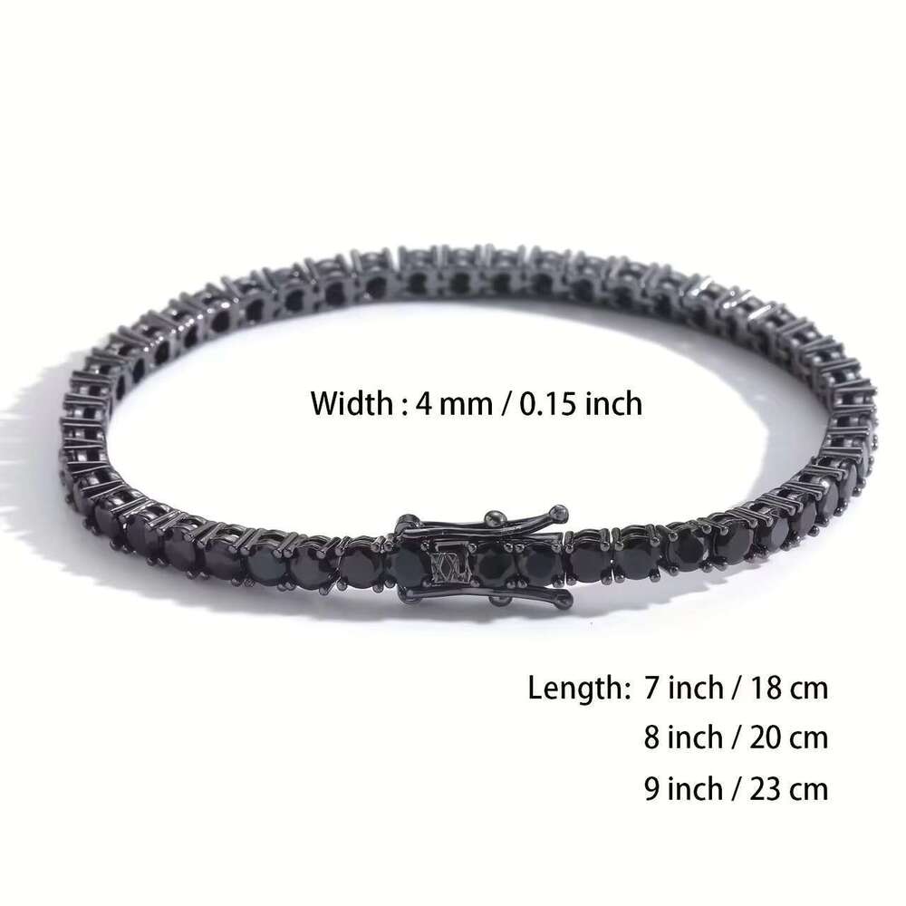 USA Warehouse Black Chain 4mm Men Sparkg Jewelry Round Dia Cubic Zirconia CZ 14K Gold Plated Women Tennis Bracelet