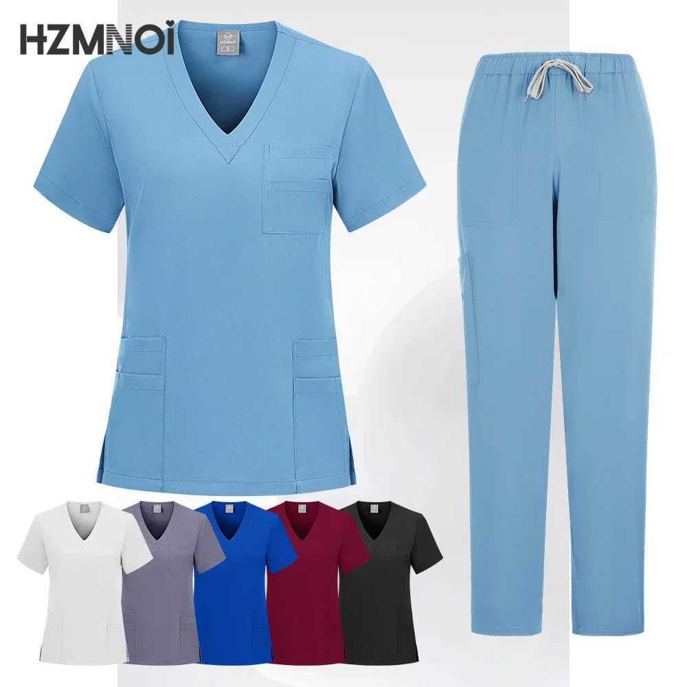 New Anti-Wrinkle Clinical Uniforms Washable Nurse Scrubs Sets Surgical Doctor Medical Uniforms Beauty Sn Spa Workwear X250410