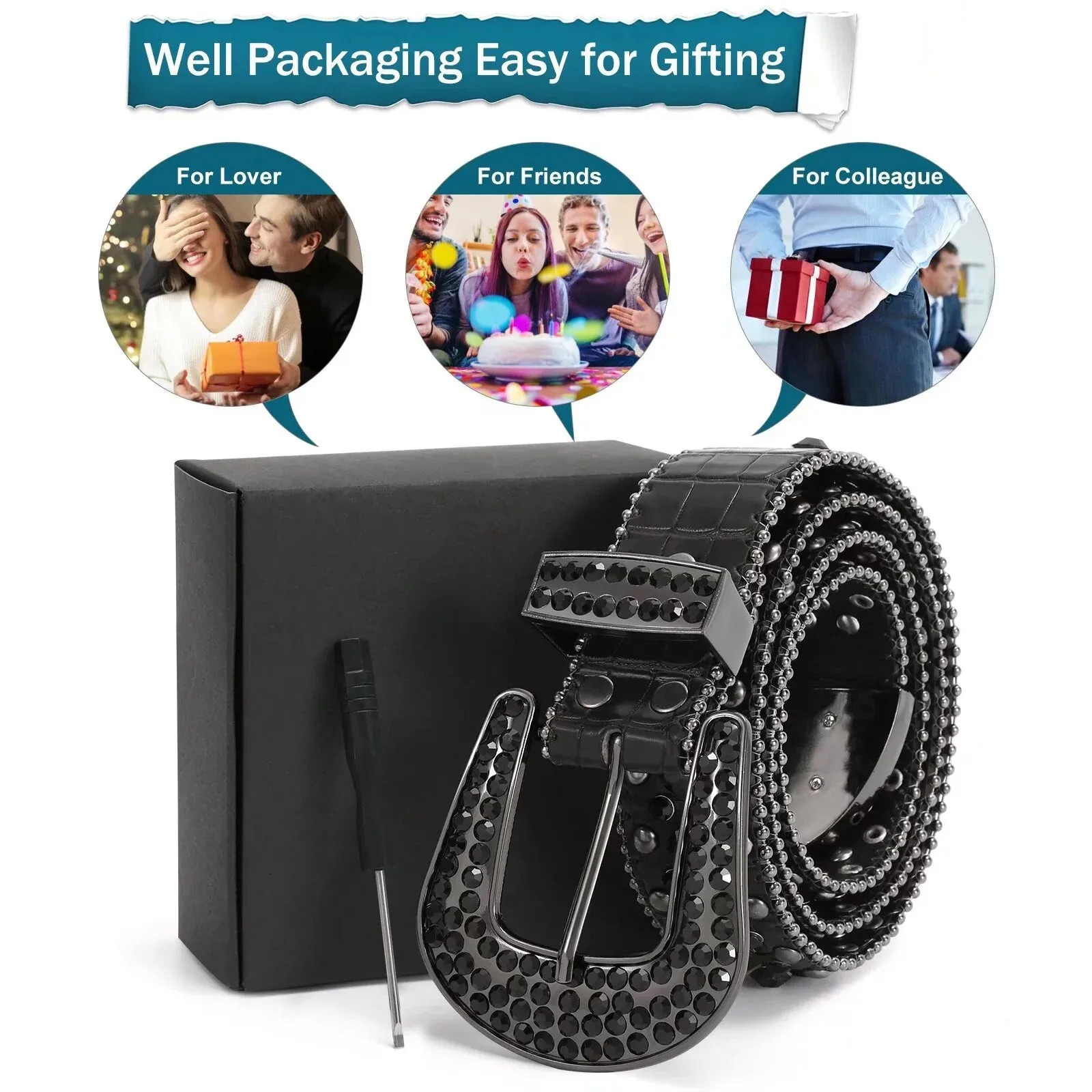 Women Rhinestone Western Belt for Jeans Bling Studded Leather Cowgirl Cowboy Belts BB Wasit Diamond Belt 251110